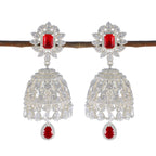 Ruby-CZ-Indian-Araya-multiple-Stud-Red-925-Sterling-Silver-Earring