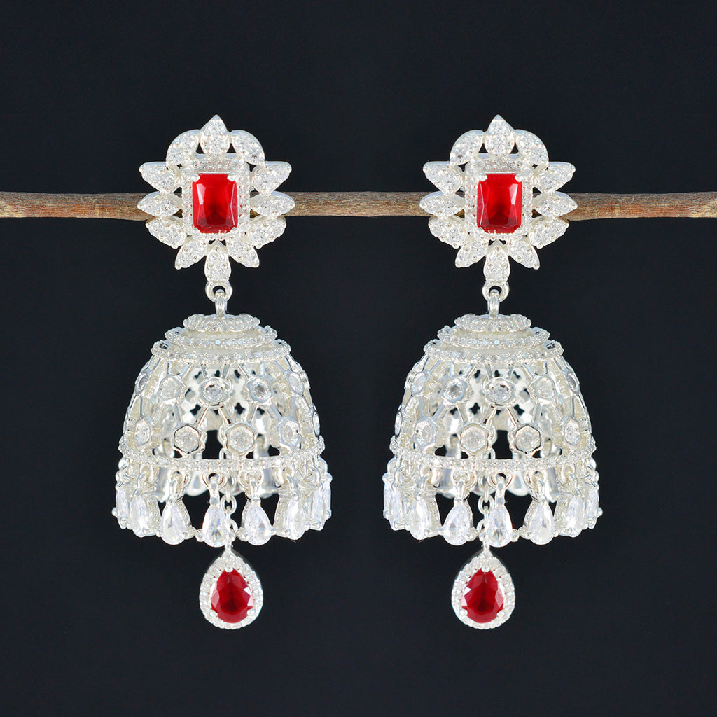 Ruby-CZ-Indian-Araya-multiple-Stud-Red-925-Sterling-Silver-Earring