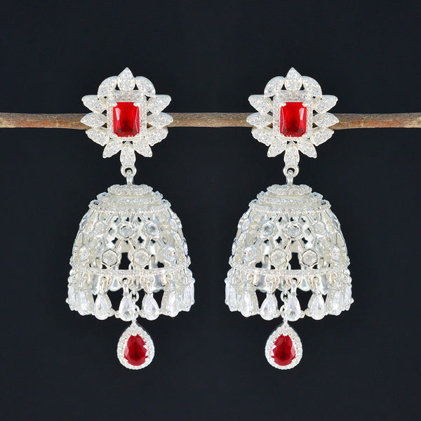 Ruby-CZ-Indian-Araya-multiple-Stud-Red-925-Sterling-Silver-Earring