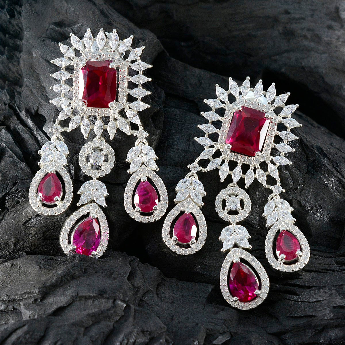 Ruby-CZ-Indian-Ayesha-multiple-Stud-Red-Silver-Earring