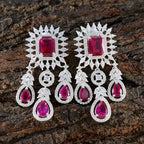 Ruby-CZ-Indian-Ayesha-multiple-Stud-Red-Silver-Earring