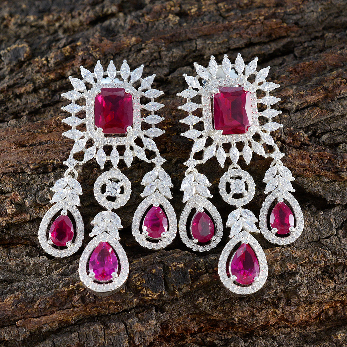 Ruby-CZ-Indian-Ayesha-multiple-Stud-Red-Silver-Earring