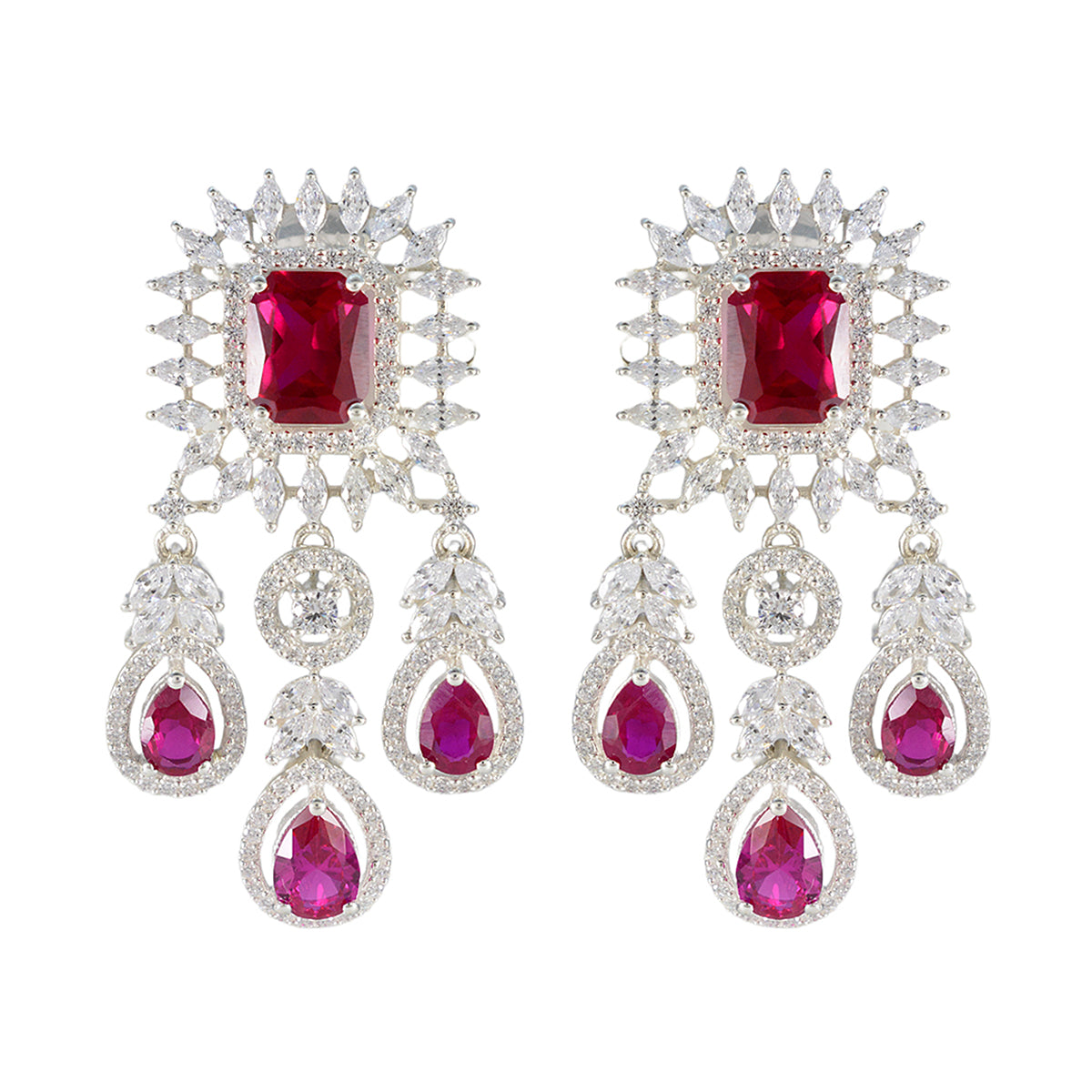 Ruby-CZ-Indian-Ayesha-multiple-Stud-Red-Silver-Earring