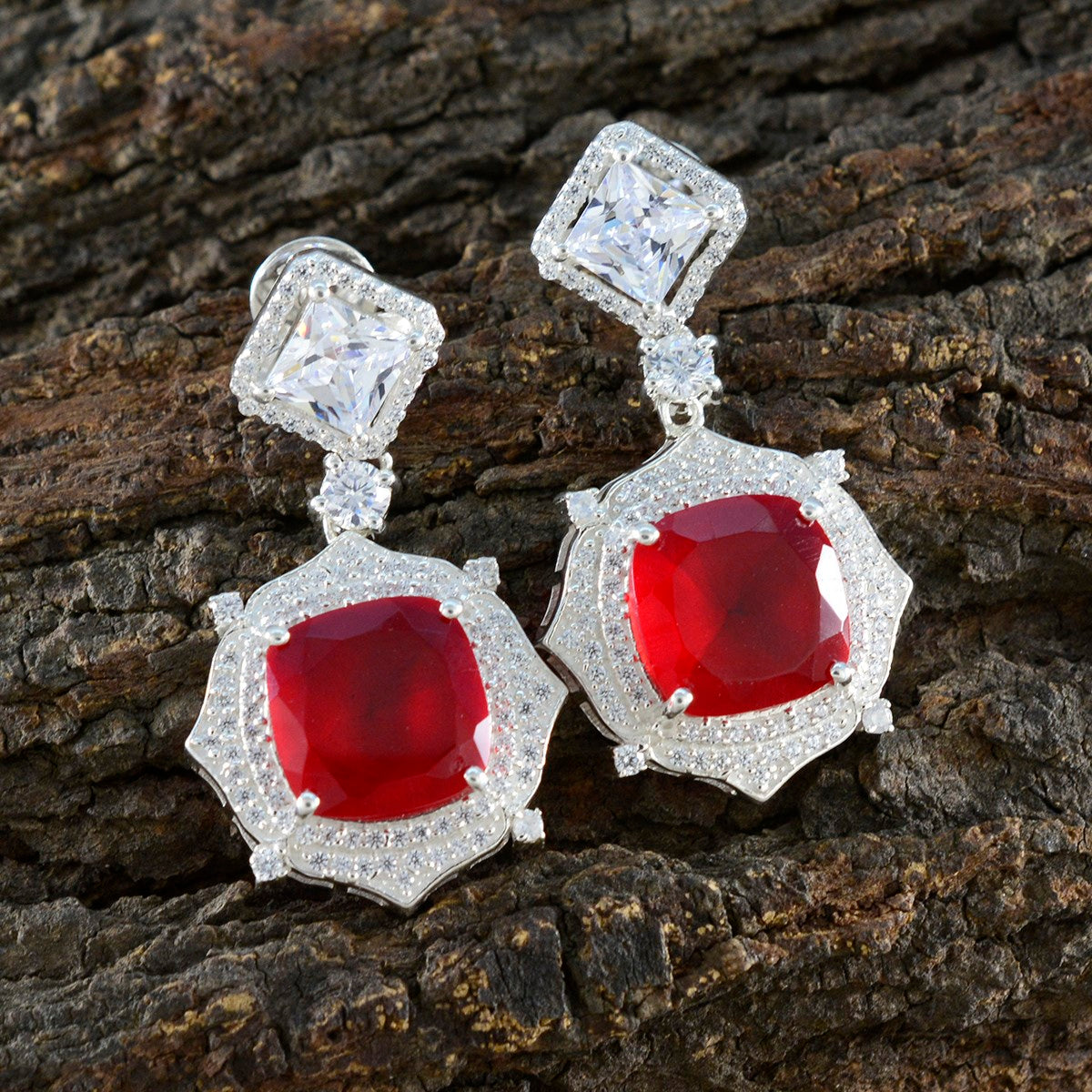 Ruby-CZ-Indian-Dewi-multiple-Stud-Red-Sterling-Silver-Earring