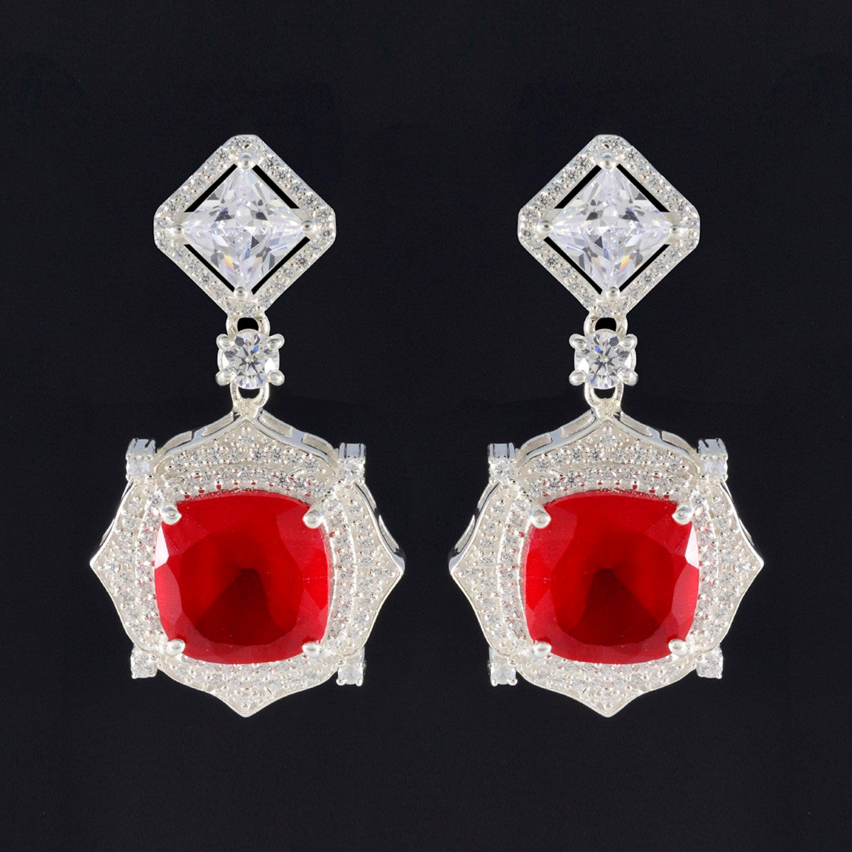 Ruby-CZ-Indian-Dewi-multiple-Stud-Red-Sterling-Silver-Earring