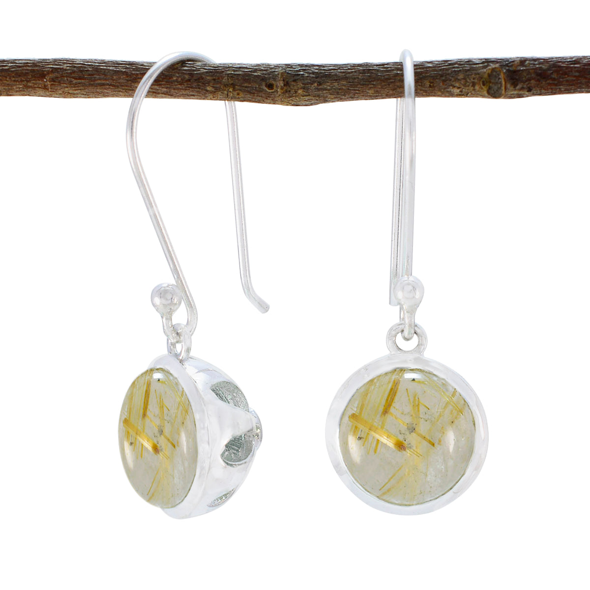 Rutile-Quartz-German-Eleanor-multiple-Dangle-Yellow-Sterling-Silver-Earring メイン画像