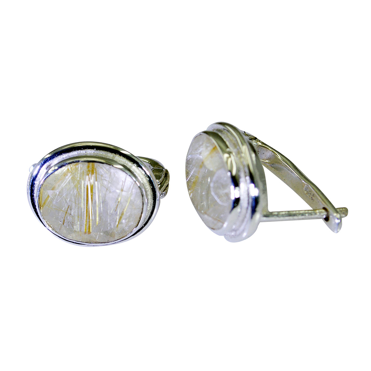 Rutile-Quartz-African-Ana-Solitaire-Stud-Yellow-925-Silver-Earring