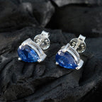 Blue-Sapphire-cz-German-Seo-yeon-Solitaire-Stud-Blue-Sterling-Silver-Earring