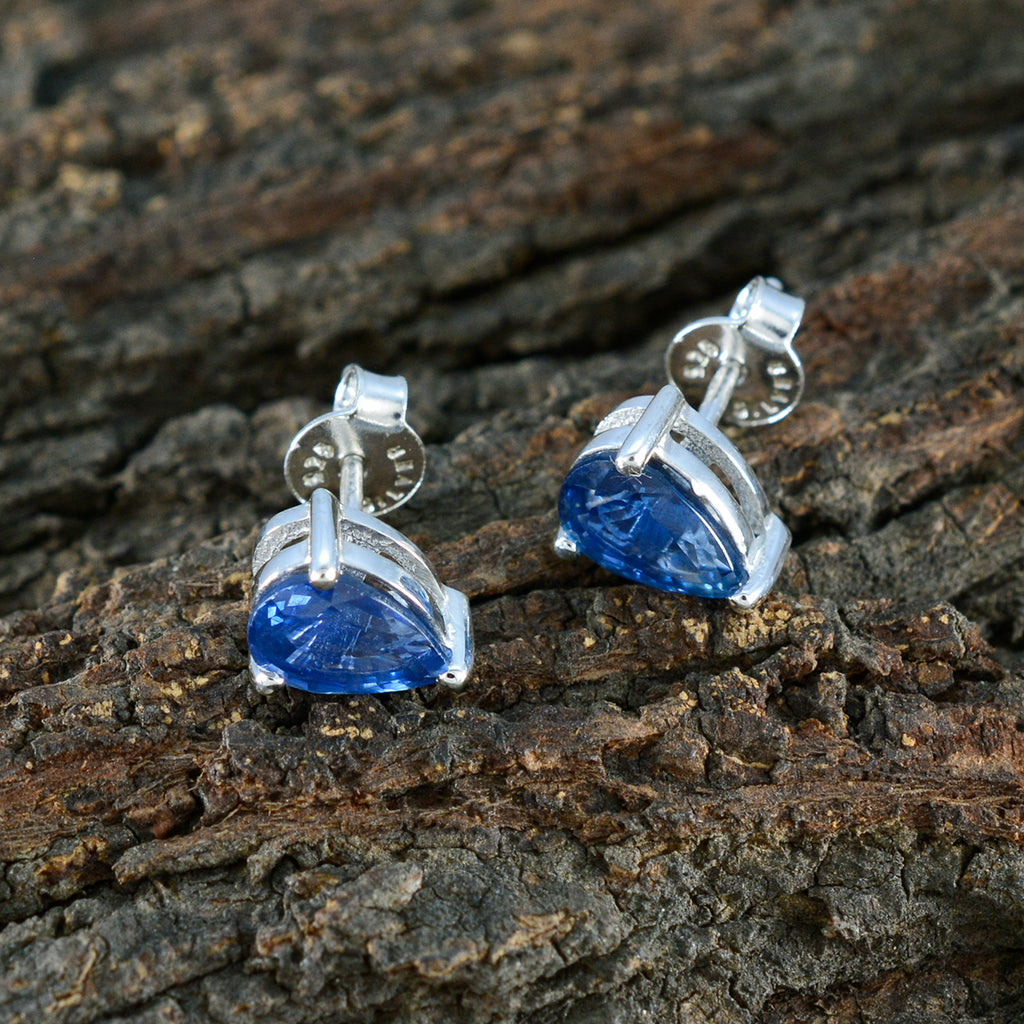 Blue-Sapphire-cz-German-Seo-yeon-Solitaire-Stud-Blue-Sterling-Silver-Earring