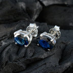 Blue-Sapphire-Egyptian-Yan-Solitaire-Stud-Blue-Silver-Earring