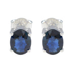 Blue-Sapphire-Egyptian-Yan-Solitaire-Stud-Blue-Silver-Earring