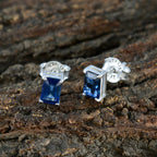 Blue-Sapphire-German-Paula-Solitaire-Stud-Blue-925-Sterling-Silver-Earring