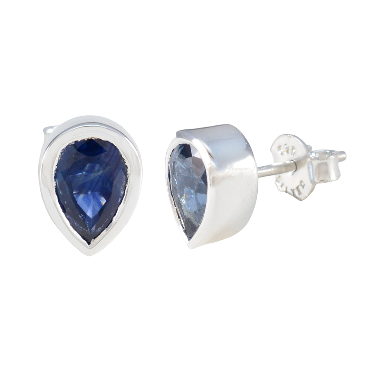 Blue-Sapphire-Moroccan-Renata-Solitaire-Stud-Blue-925-Silver-Earring