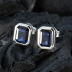 Blue-Sapphire-Mexican-Milagros-Solitaire-Stud-Blue-925-Sterling-Silver-Earring