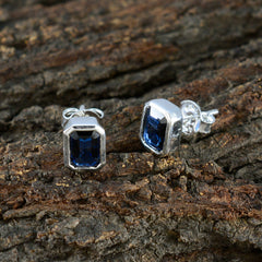 Blue-Sapphire-Mexican-Milagros-Solitaire-Stud-Blue-925-Sterling-Silver-Earring