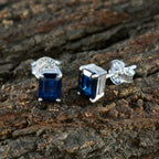 Blue-Sapphire-French-Patricia-Solitaire-Stud-Blue-92.5-Silver-Earring