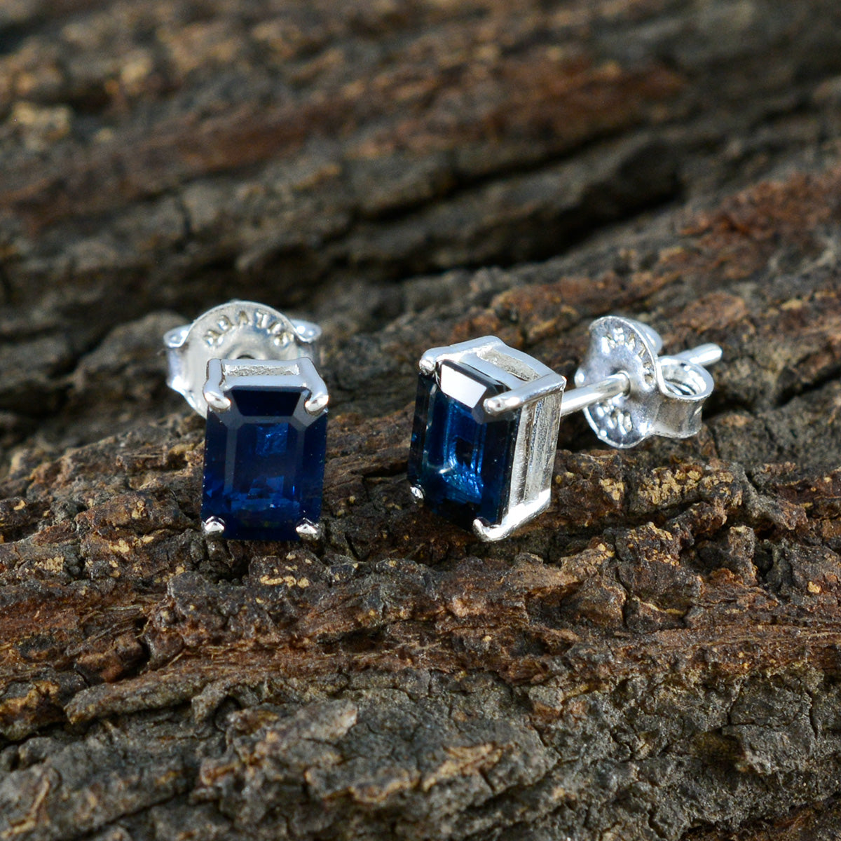Blue-Sapphire-French-Patricia-Solitaire-Stud-Blue-92.5-Silver-Earring