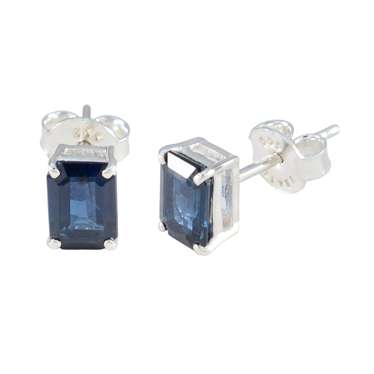 Blauwe saffier Franse Patricia Solitaire oorbel in blauw 92,5 zilver Secundaire afbeelding