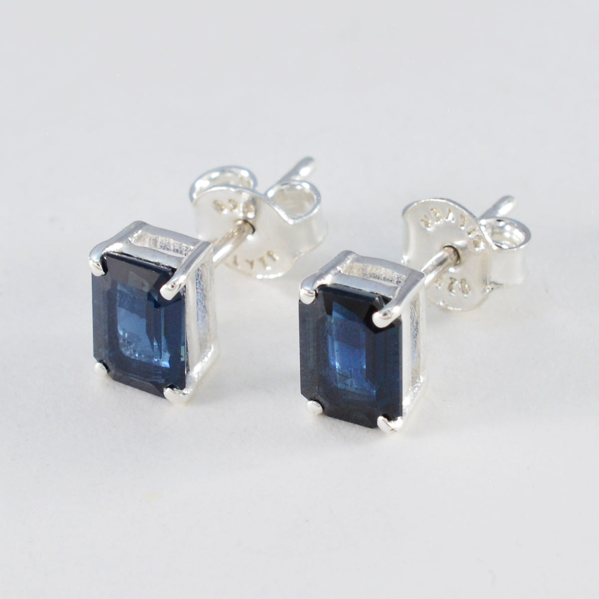 Blue-Sapphire-French-Patricia-Solitaire-Stud-Blue-92.5-Silver-Earring