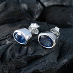 Blue-Sapphire-African-Pilar-Solitaire-Stud-Blue-Silver-Earring