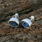 Blue-Sapphire-African-Pilar-Solitaire-Stud-Blue-Silver-Earring