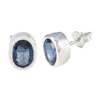 Blue-Sapphire-African-Pilar-Solitaire-Stud-Blue-Silver-Earring