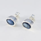 Blue-Sapphire-African-Pilar-Solitaire-Stud-Blue-Silver-Earring
