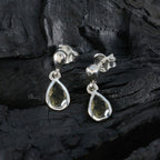 Smoky-Quartz-Korean-Yasmin-Solitaire-Stud-Brown-Silver-Earring