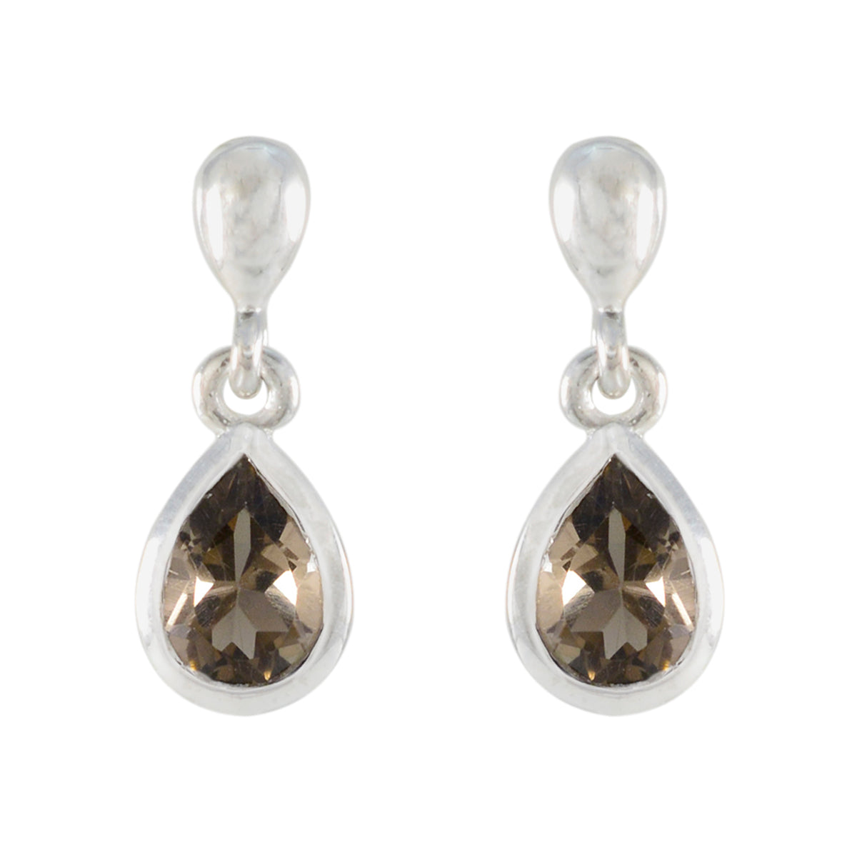 Smoky-Quartz-Korean-Yasmin-Solitaire-Stud-Brown-Silver-Earring
