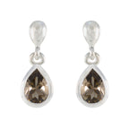 Smoky-Quartz-Korean-Yasmin-Solitaire-Stud-Brown-Silver-Earring