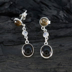 Smoky-Quartz-Mexican-Yasmin-multiple-Stud-Brown-92.5-Silver-Earring