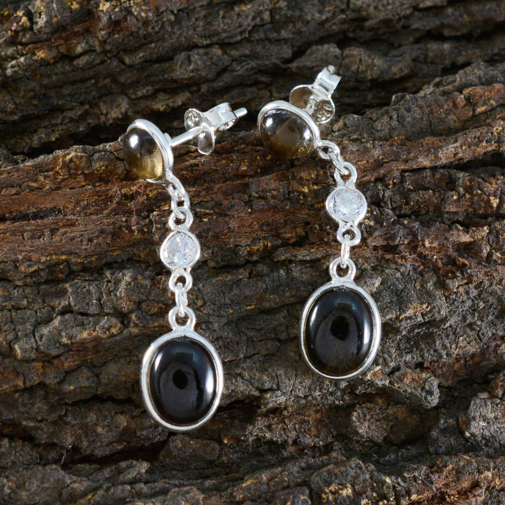 Smoky-Quartz-Mexican-Yasmin-multiple-Stud-Brown-92.5-Silver-Earring
