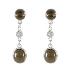 Smoky-Quartz-Mexican-Yasmin-multiple-Stud-Brown-92.5-Silver-Earring