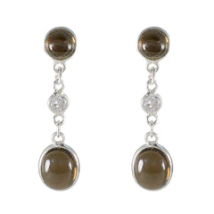 Smoky-Quartz-Mexican-Yasmin-multiple-Stud-Brown-92.5-Silver-Earring