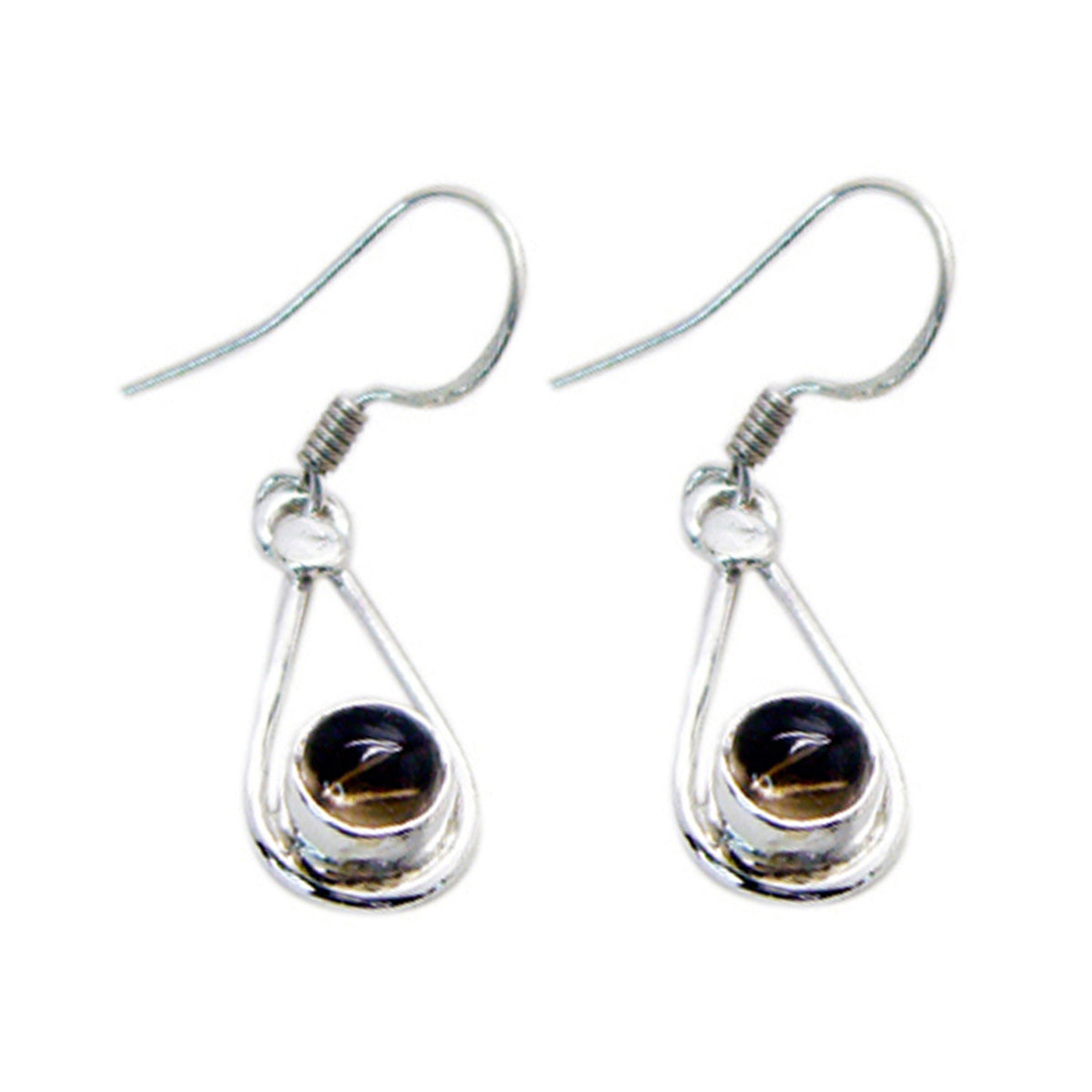 Smoky-Quartz-Korean-Jia-multiple-Dangle-Brown-92.5-Silver-Earring Imagen principal del producto
