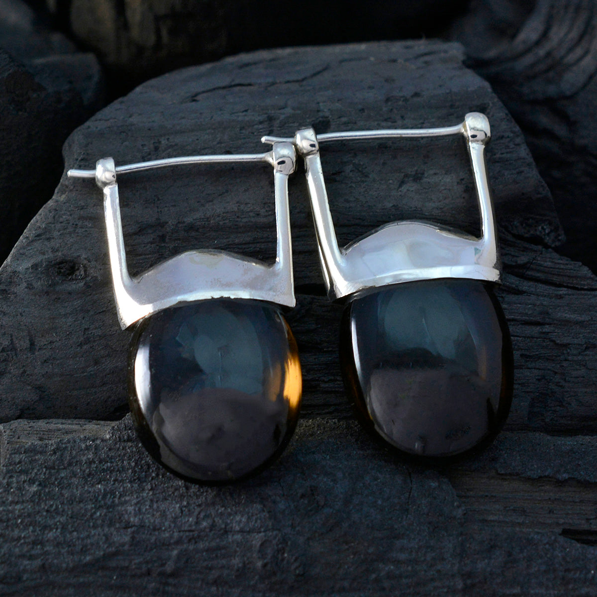 Smoky-Quartz-Latin-American-Zoey-Solitaire-Dangle-Brown-92.5-Silver-Earring