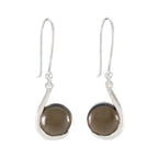 Smoky-Quartz-French-Aiko-Solitaire-Dangle-Brown-92.5-Silver-Earring