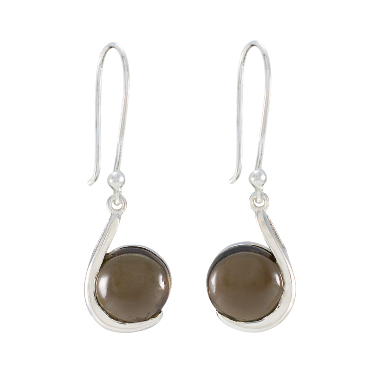 Smoky-Quartz-French-Aiko-Solitaire-Dangle-Brown-92.5-Silver-Earring
