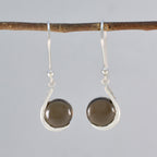 Smoky-Quartz-French-Aiko-Solitaire-Dangle-Brown-92.5-Silver-Earring