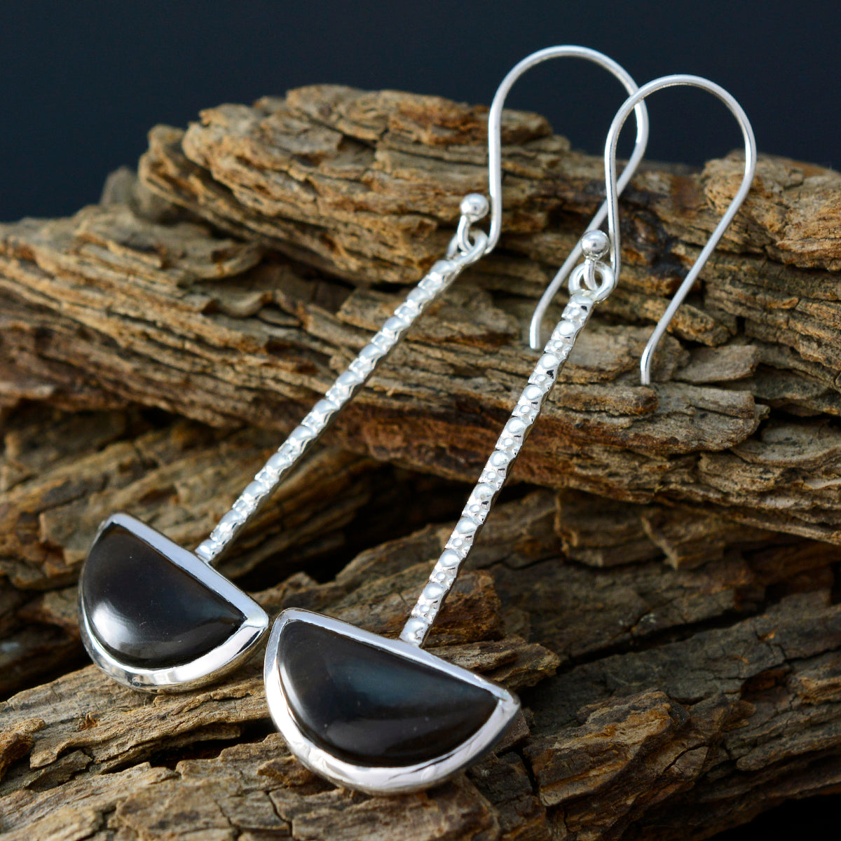 Smoky-Quartz-African-Chen-Solitaire-Dangle-Brown-Silver-Earring