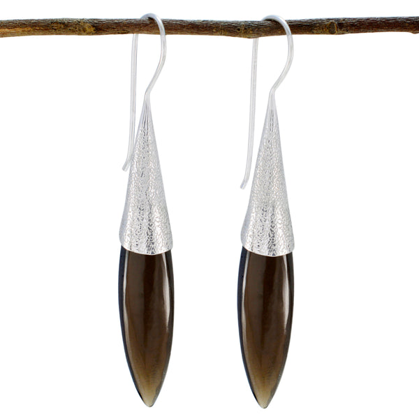 Smoky-Quartz-Egyptian-Li-Lee-Solitaire-Dangle-Brown-Sterling-Silver-Earring