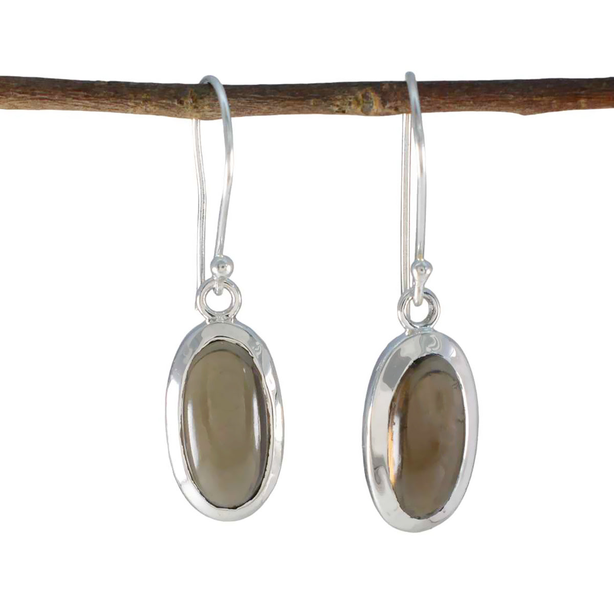 Smoky-Quartz-Russian-Emi-Solitaire-Dangle-Brown-92.5-Silver-Earring