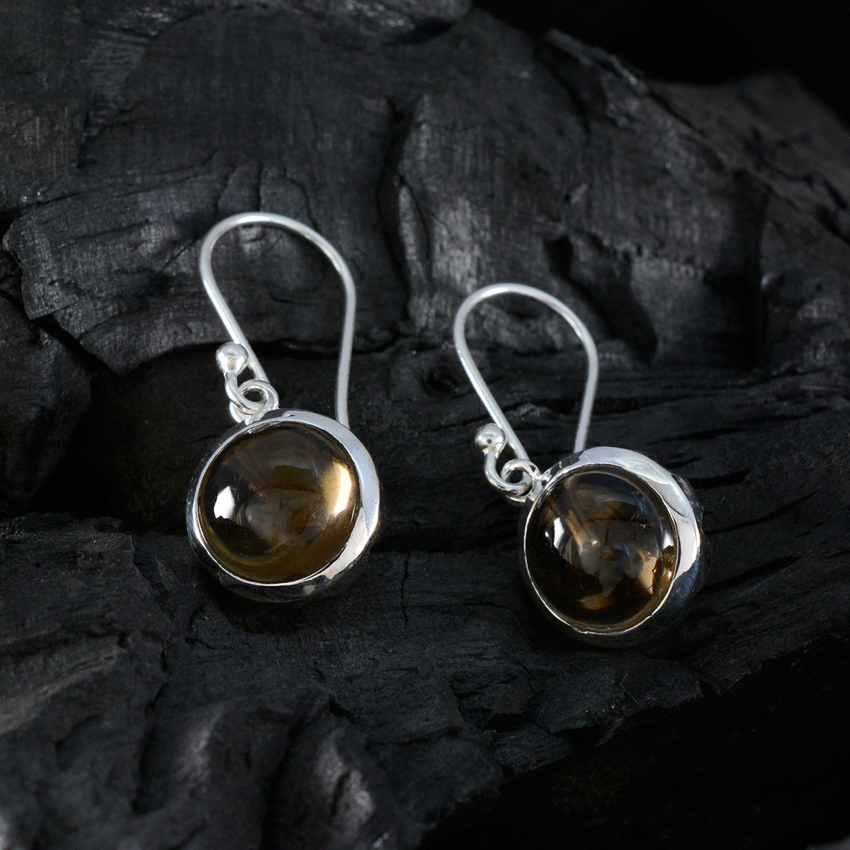 Smoky-Quartz-African-Elena-multiple-Dangle-Brown-925-Silver-Earring