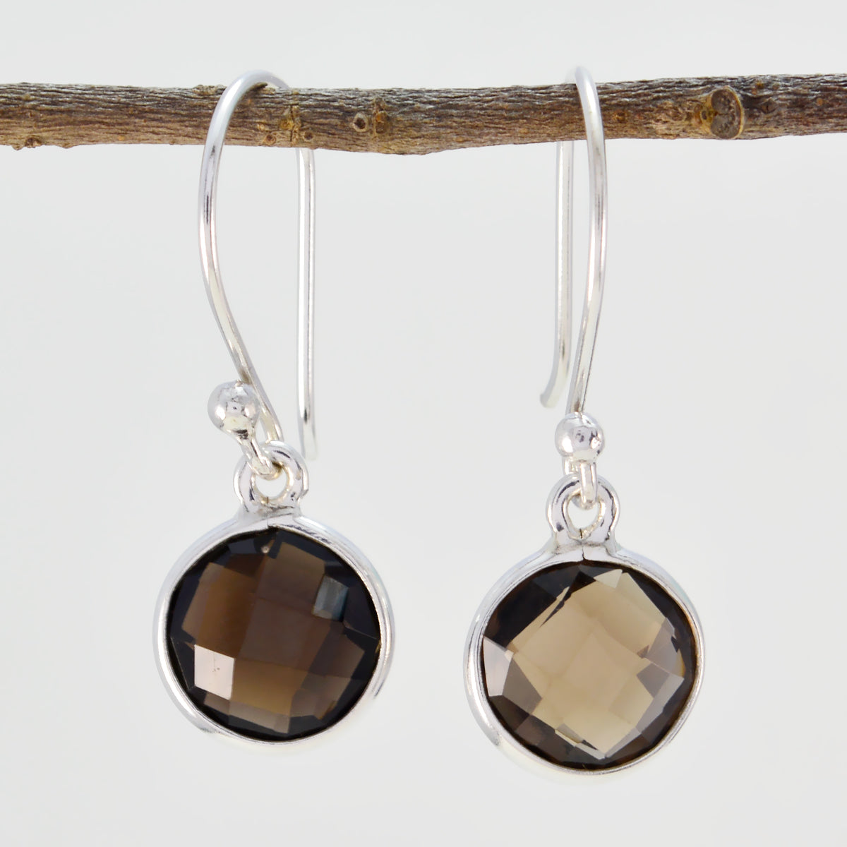 Smoky-Quartz-Egyptian-Ha-eun-multiple-Dangle-Brown-Sterling-Silver-Earring
