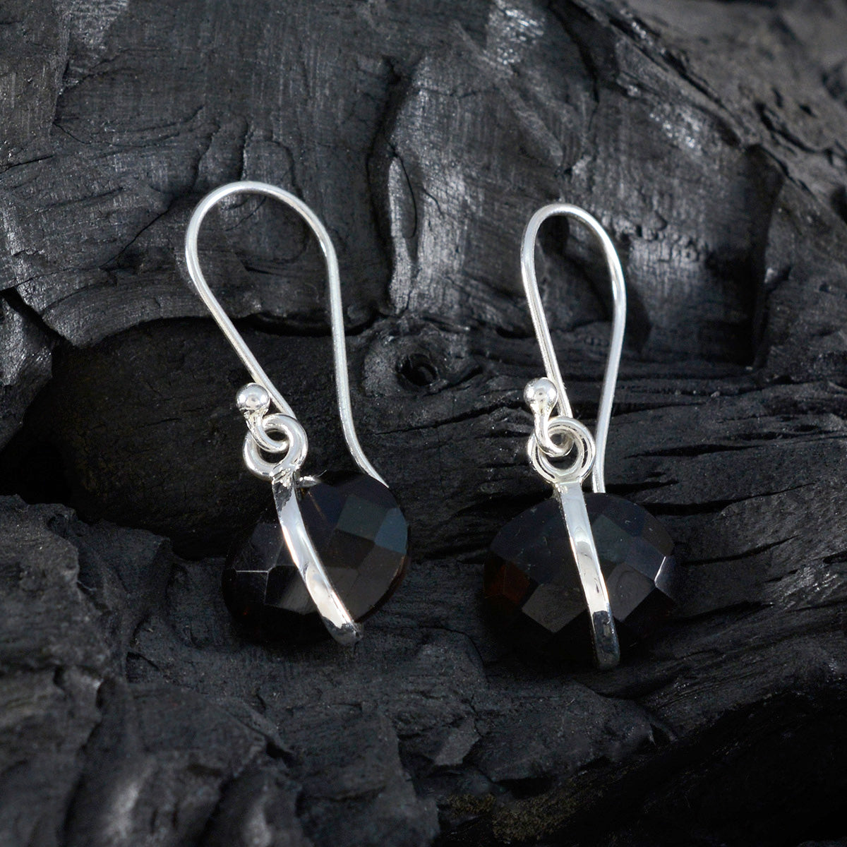 Rökkvarts Marockansk Luna Solitaire Dingelörhänge Brunt 925 Sterlingsilver Sekundär produktbild