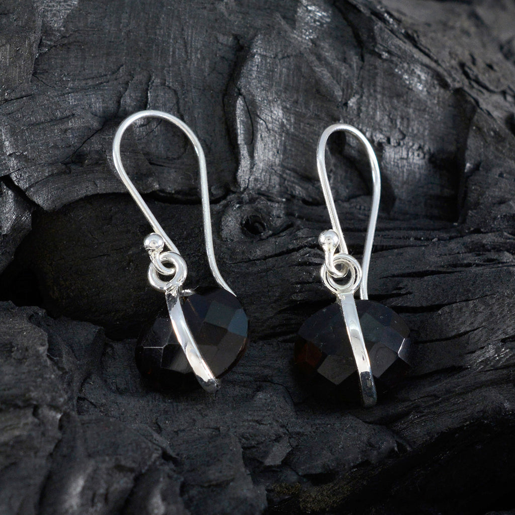 Smoky-Quartz-Moroccan-Luna-Solitaire-Dangle-Brown-925-Sterling-Silver-Earring