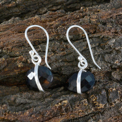 Smoky-Quartz-Moroccan-Luna-Solitaire-Dangle-Brown-925-Sterling-Silver-Earring