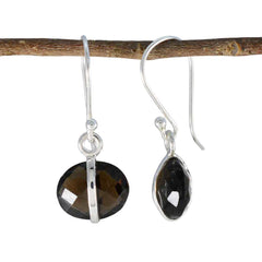 Smoky-Quartz-Moroccan-Luna-Solitaire-Dangle-Brown-925-Sterling-Silver-Earring