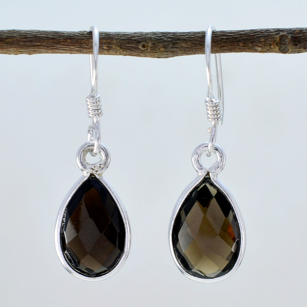 Smoky-Quartz-Italian-Hazel-multiple-Dangle-Brown-925-Sterling-Silver-Earring