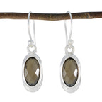 Smoky-Quartz-Middle-Eastern-Jia-Solitaire-Dangle-Brown-925-Silver-Earring